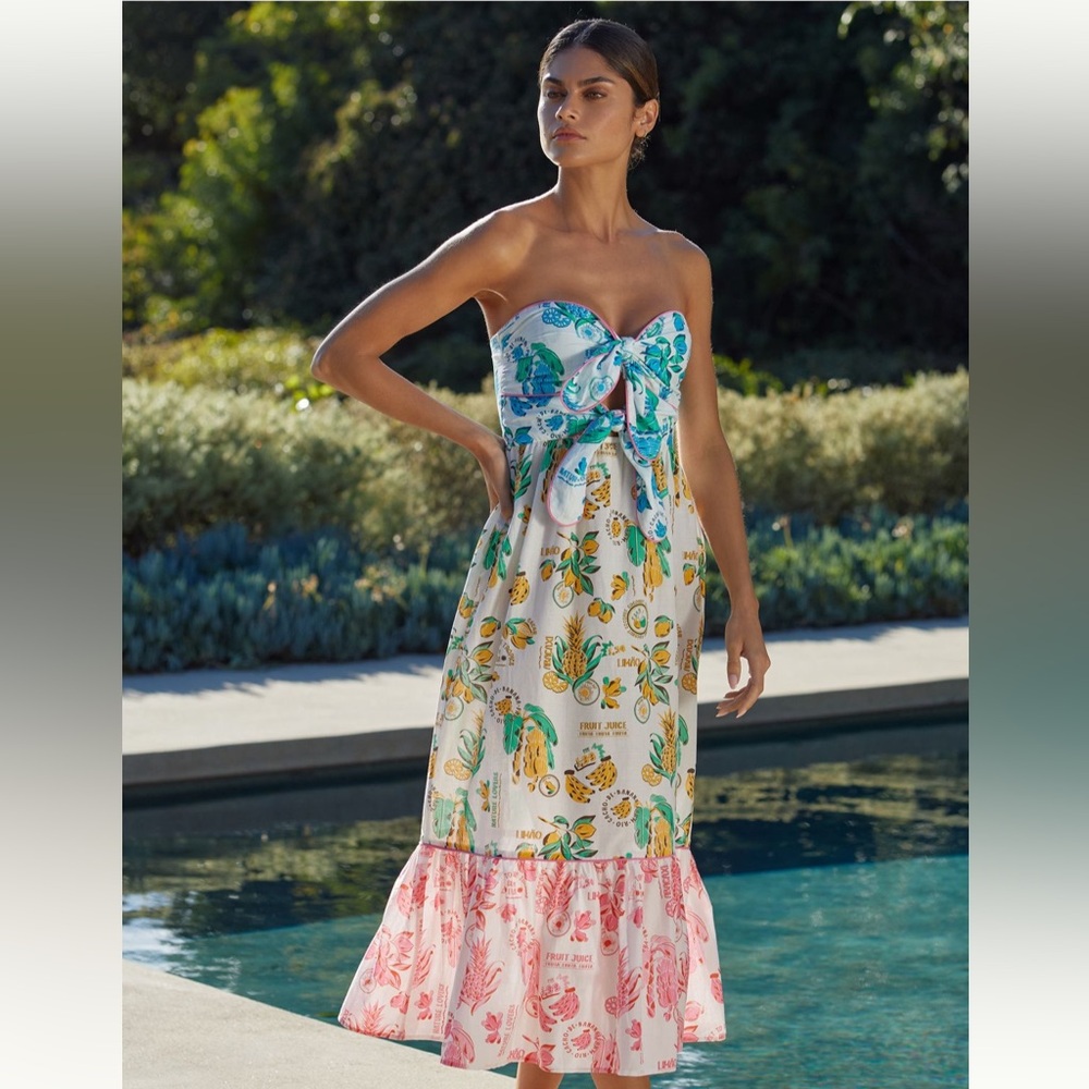 Farm Rio Tiered Cutout Midi Dress XS New with Tags NWT